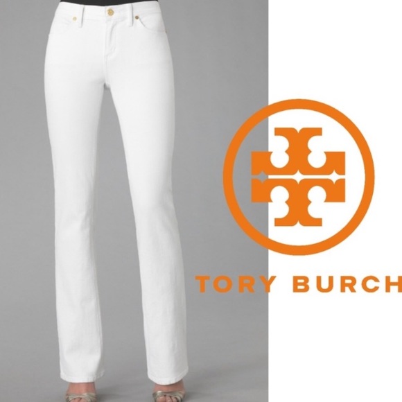 Tory Burch Denim - Tory Burch Classic Tory Boot White Jeans